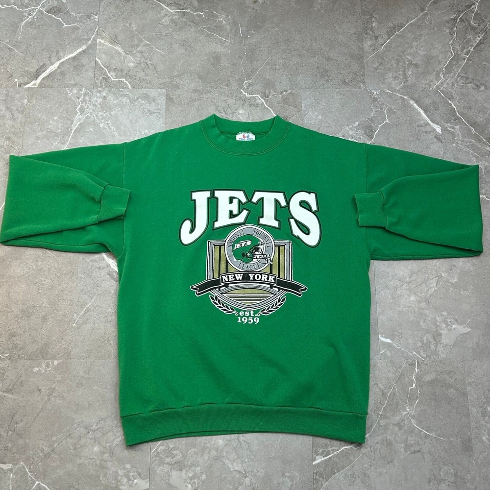 90s Vintage New York Jets Sweatshirt Mens Large Pullover Crewneck Crest Spellout